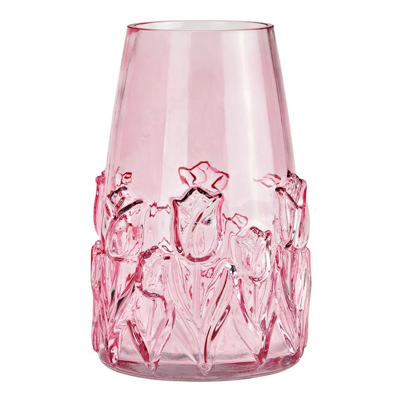 Blumen Vase aus Glas, pink 15x22x15cm