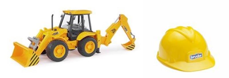 BRUDER Bauset JCB 4CX Baggerlader mit Spielhelm