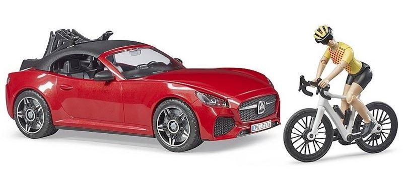 BRUDER Roadster mit 1 Rennrad und Radfahrerin