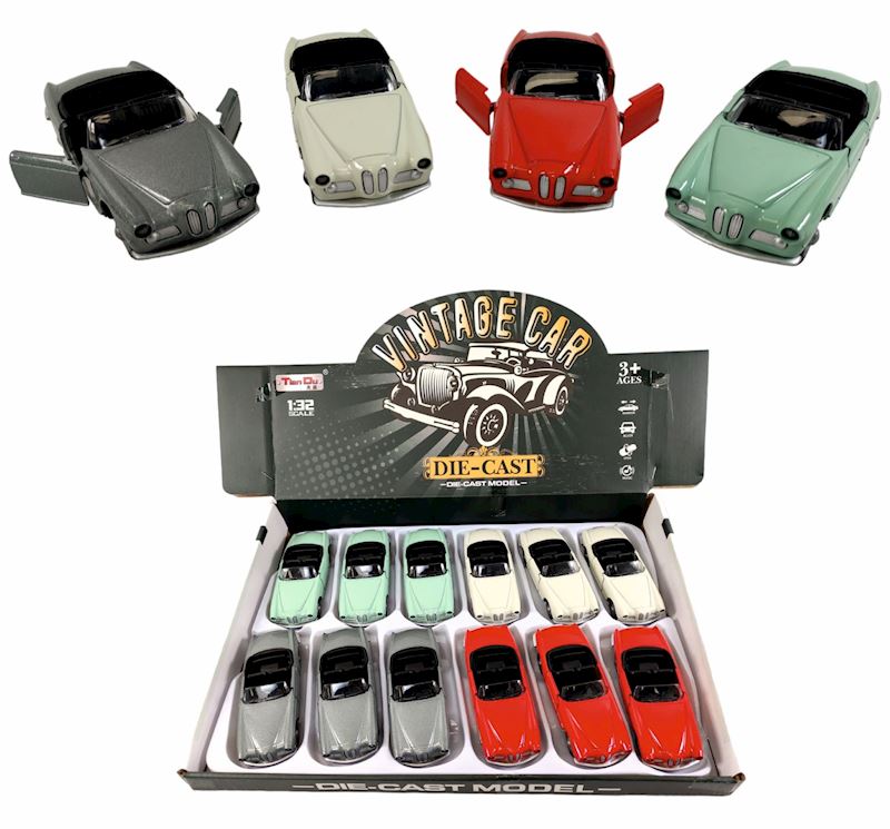 Auto Cabrio zum Aufziehen 1:32 Vintage 4 Farben Metall 12 cm