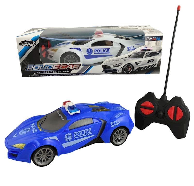 Polizeiauto mit Fernbedienung 1:22  2 Farben 19x8 cm