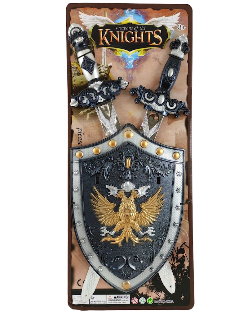 Spielset Krieger mit Schild und 2 Schwertern