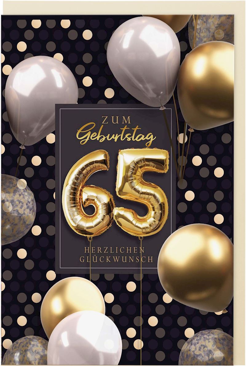 Geburtstagskarte 65 Jahre 11.5x17 cm, inkl. Umschlag