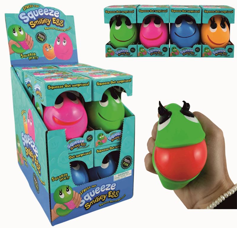 Quetschball Smiley 8 cm Smiliey Egg 4 Farben sort.