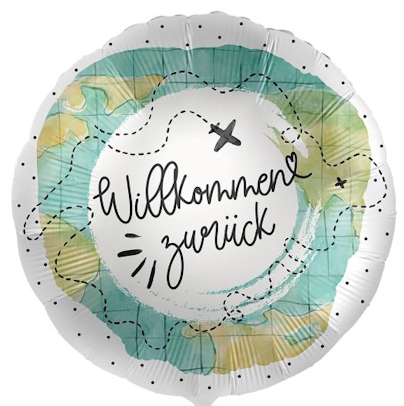 Folienballon Willkommen Zurück 45 cm, einzeln verpackt