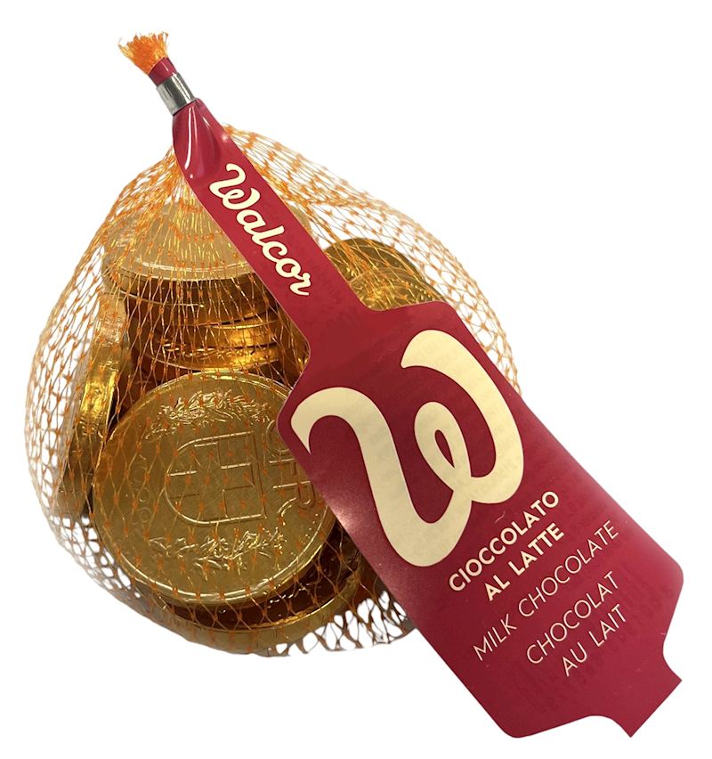 Schoko Goldmünzen Walcor im Netz à 100 g 5 CHF Münzen