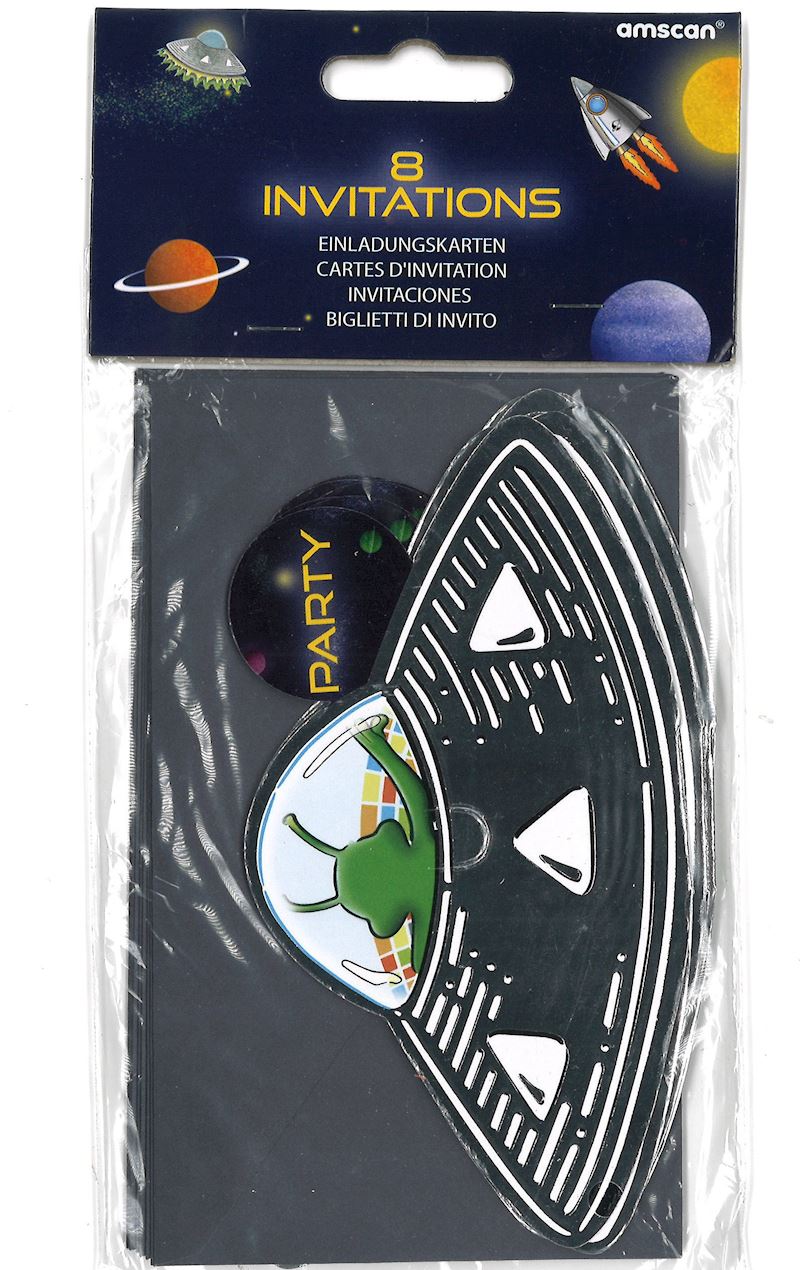 Einladungskarten Space Party 8 Stk. mit Umschlägen