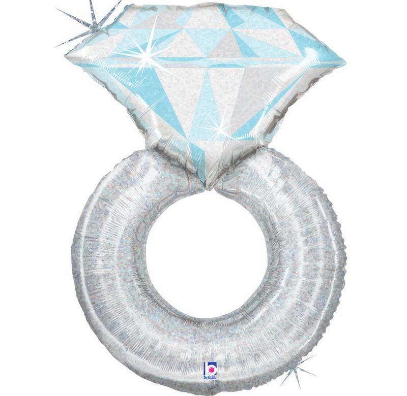 Folienballon Ehering Platin im Beutel, 79 cm holographisch