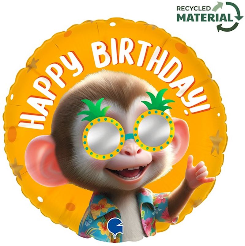 Folienballon Cooler Affe Happy Birthday im Beutel, 46 cm