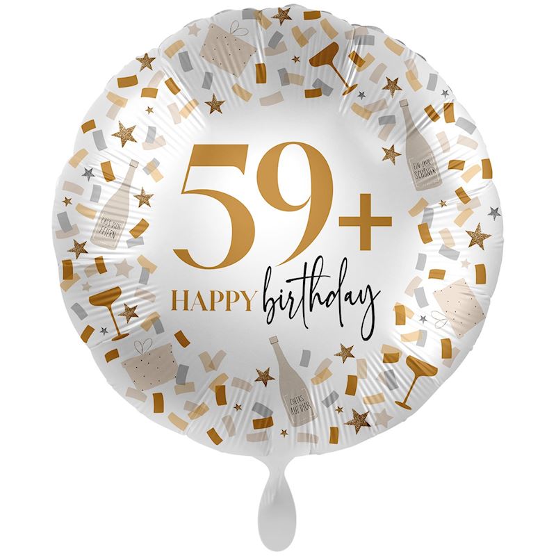 Folienballon einzeln rund 59+ Happy Birthday 71 cm