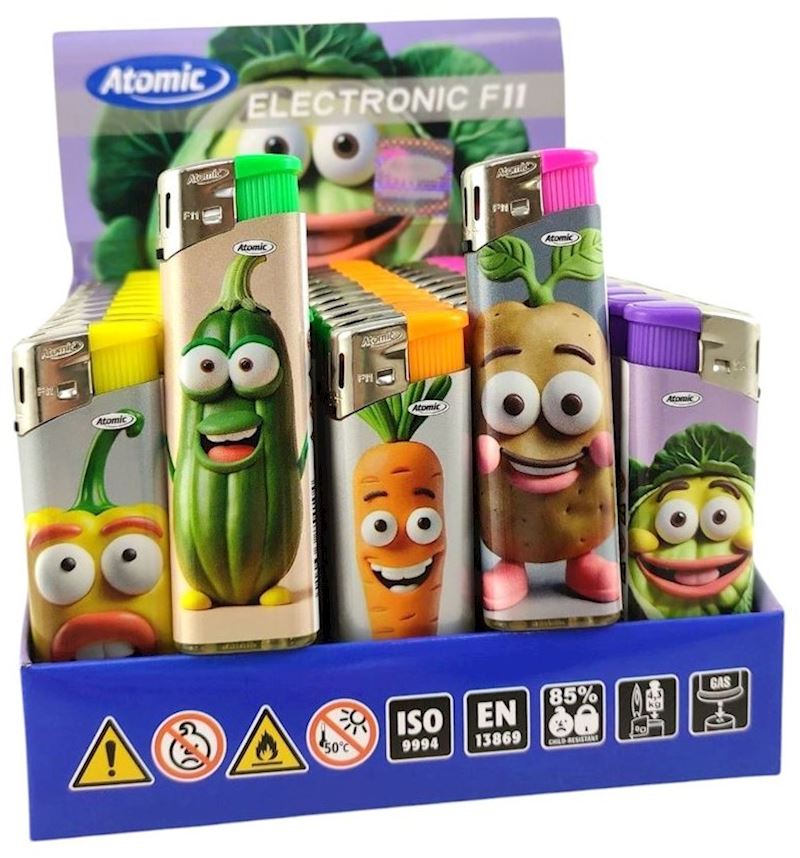 Feuerzeug Veggy 5 sort. Gemüse mit Augen