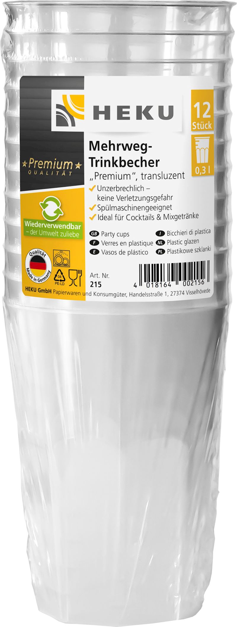 Gobelet 12pcs Premium, 3dl translucide