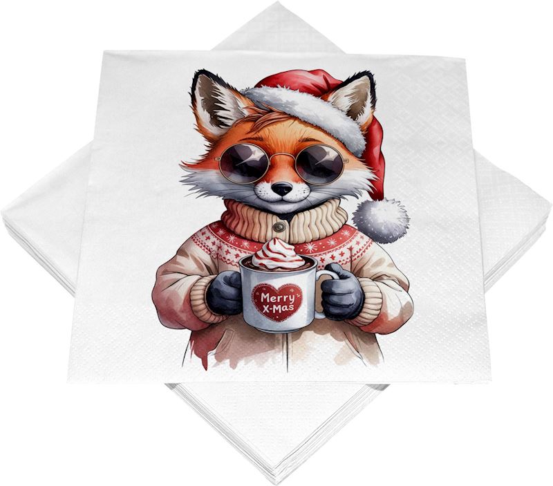 Servietten Weihnachtsfuchs 33x33 cm, 20 Stk.