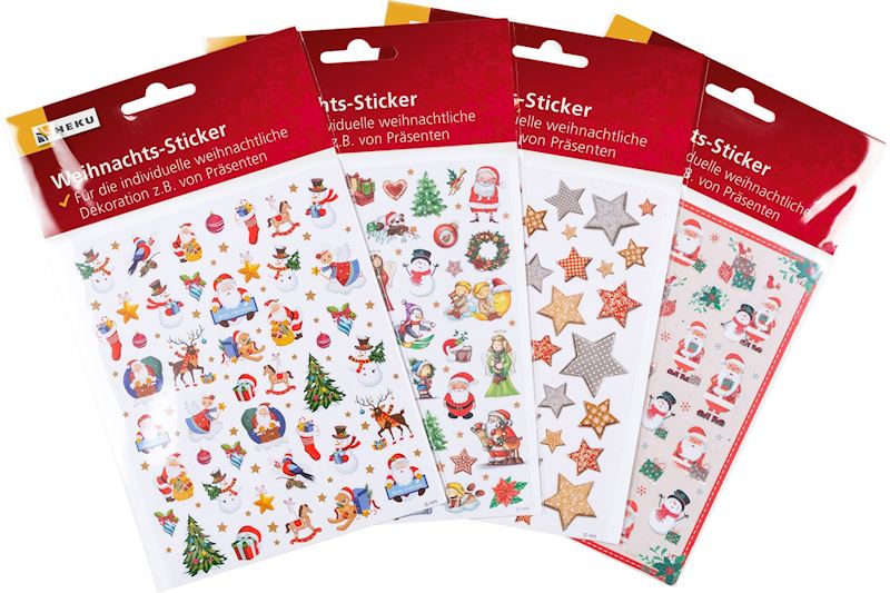 Weihnachts-Sticker 15 x 13 cm 4 sort.