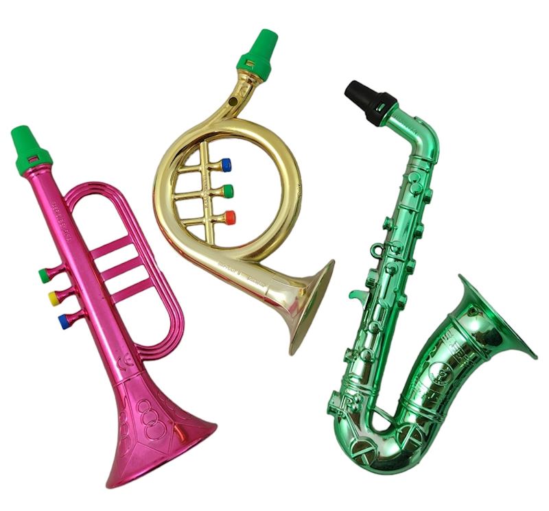 Mini Musikinstrument Elox 15 cm 3xsort. Trompete, Sax, Horn