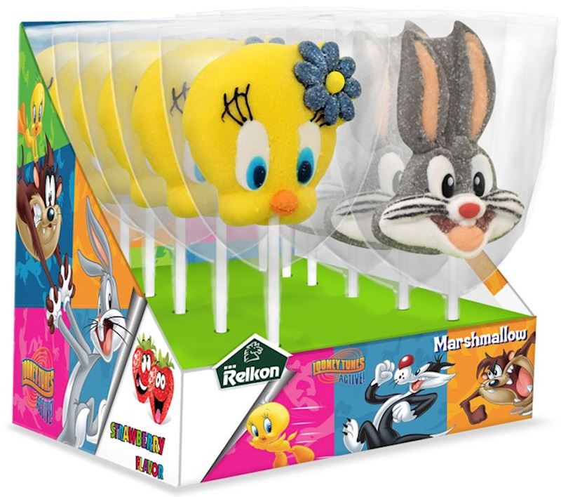 Marshmallow Lollipop 45 g Looney Tunes sort.