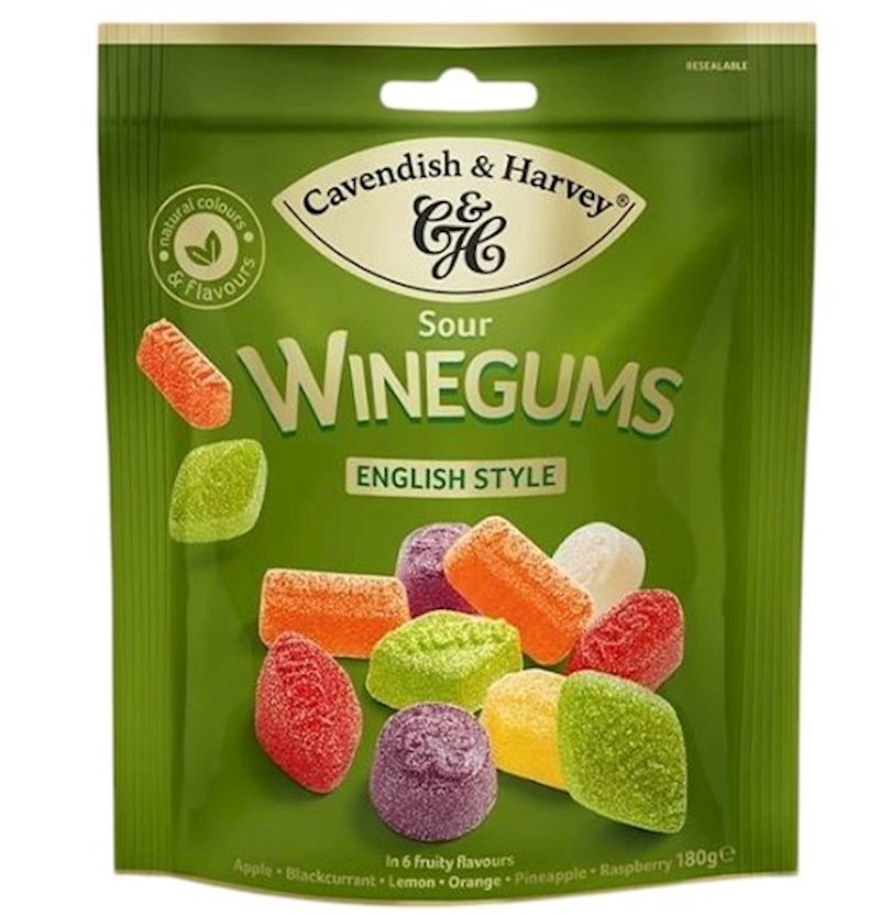 Cavendish Fruchtgummi Winegums sour, Beutel 180 g