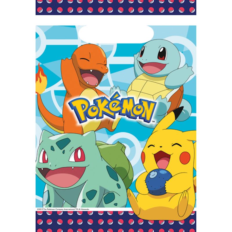 Partytüten Pokémon 8 Stk. 23x16 cm aus Plastik