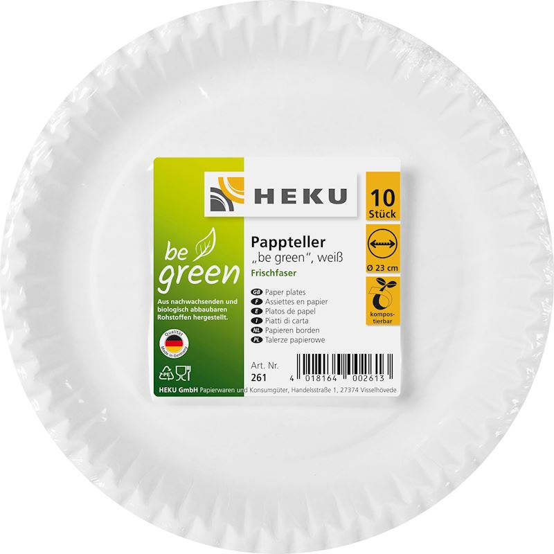 Einweg Pappteller 23 cm Be Green, 10 Stk.