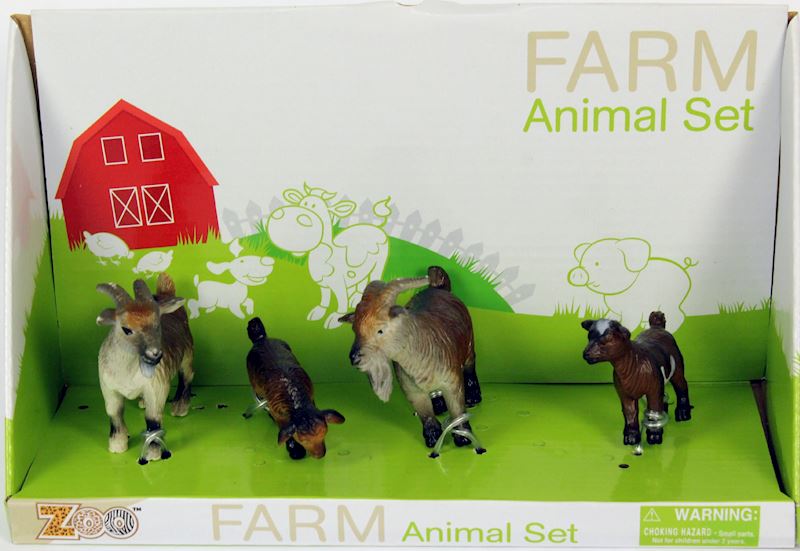 Set animaux de ferme PVC chèvres 4 pièces 2 asst.