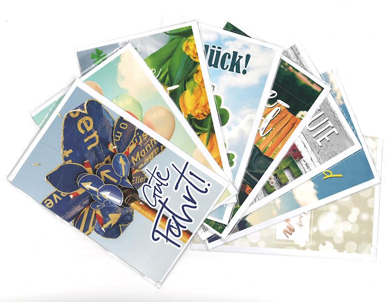 Glückwunschkarte 11.5 x 17 cm diverse Anlässe, 8 sort.