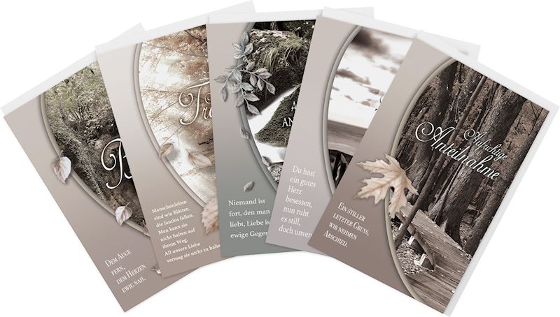 Carte de deuil avec phrases 11.5x17 cm, 8 ass.