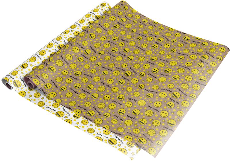 Papier cadeau recycling Smile 2 m x 70 cm 2 ass.