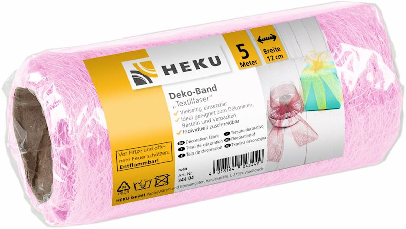 Dekoband rosa auf Rolle Textilfaser 5 mx12 cm