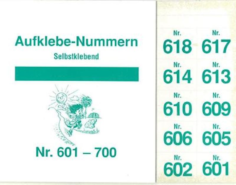 Aufklebenummern Gewinne 601-700