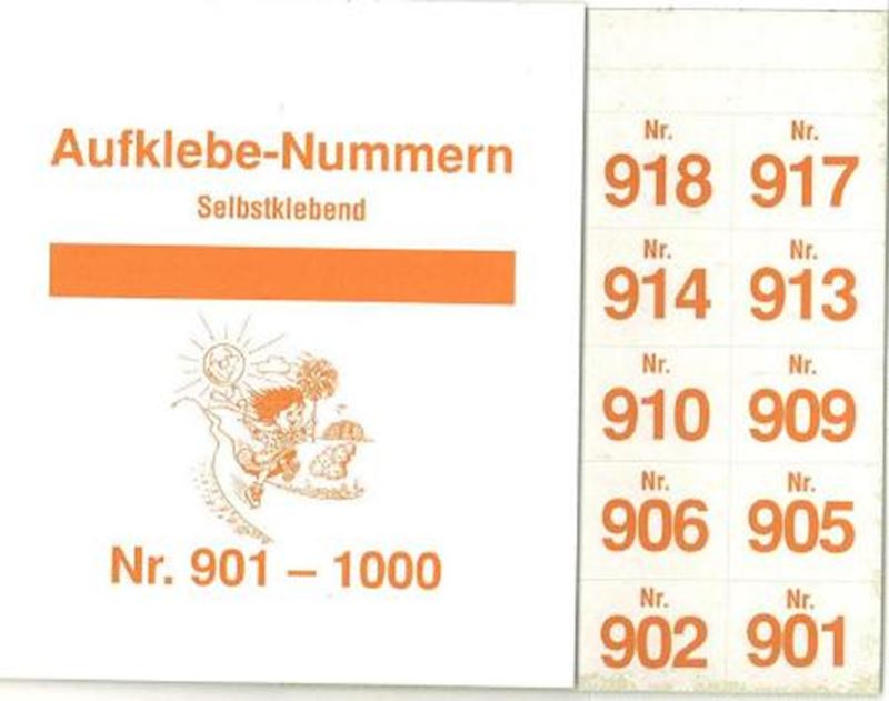 Aufklebenummern Gewinne 901-1000