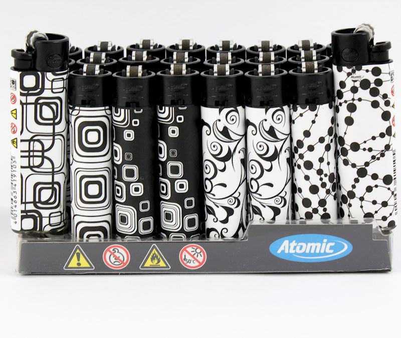 Feuerzeug Reibrad, Festival rund,nachfüllbar,schwarz/weiss