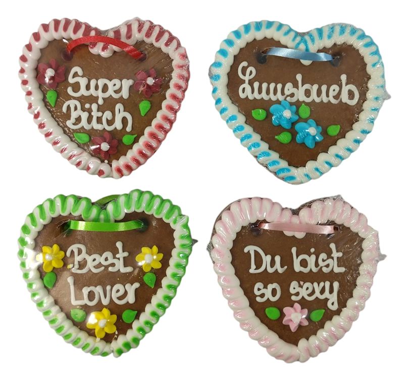 Lebkuchen Herz 50 g, 10 cm 15 sort. nicht sort. im Karton