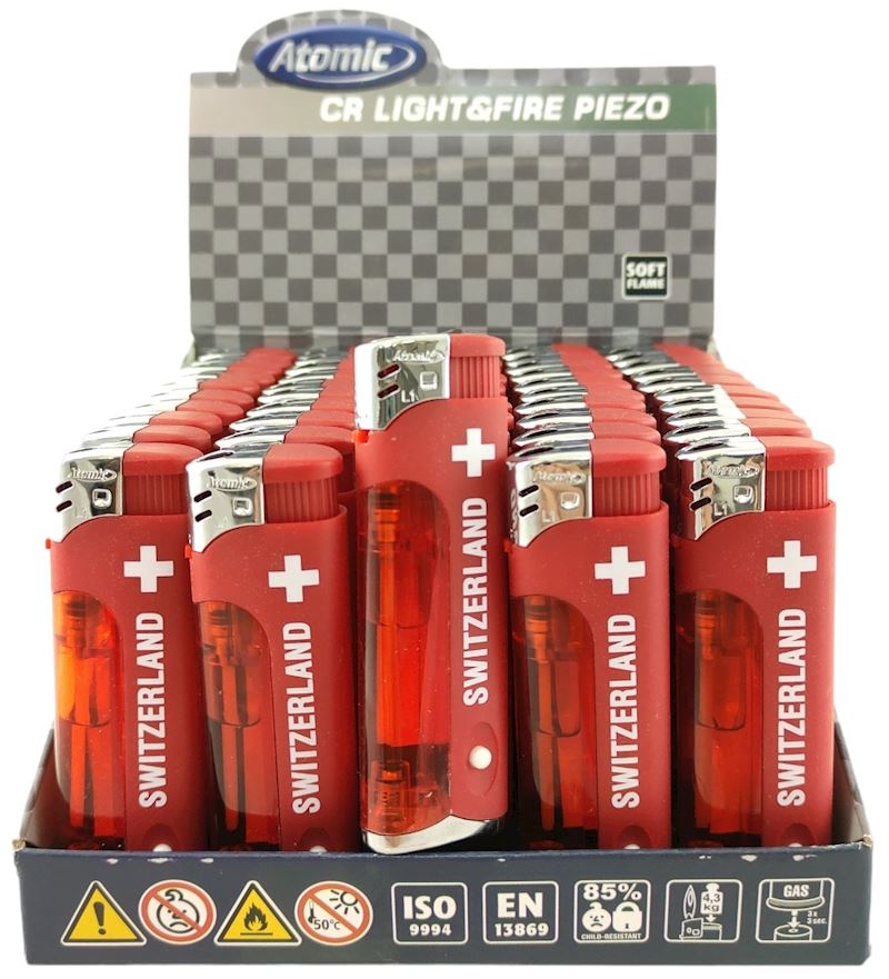 Feuerzeug Switzerland mit Taschenlampe & Sichtfenster