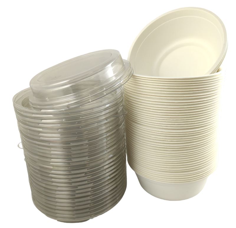 Saladier en bagasse avec couvercle, 950ml, 50pcs
