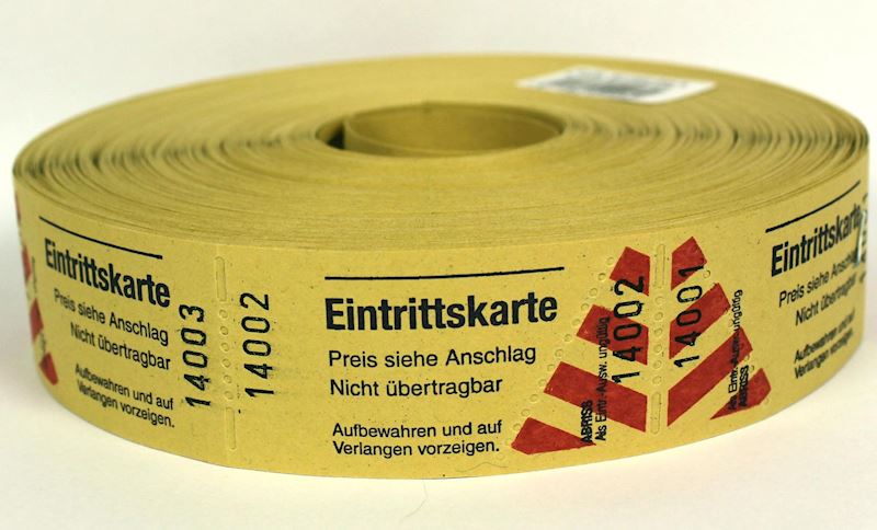 Billets d'entrée sur roulette 1000 pcs jaune 57x30mm