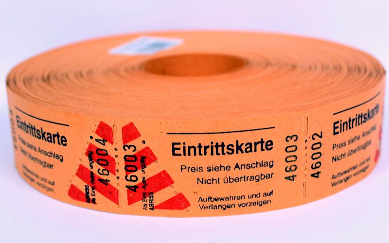 Billets d'entrée sur roulette 1000 pcs orange 57x30mm
