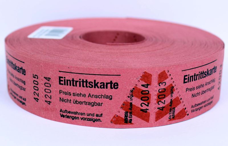 Billets d'entrée sur roulette 1000 pcs rouge 57x30mm