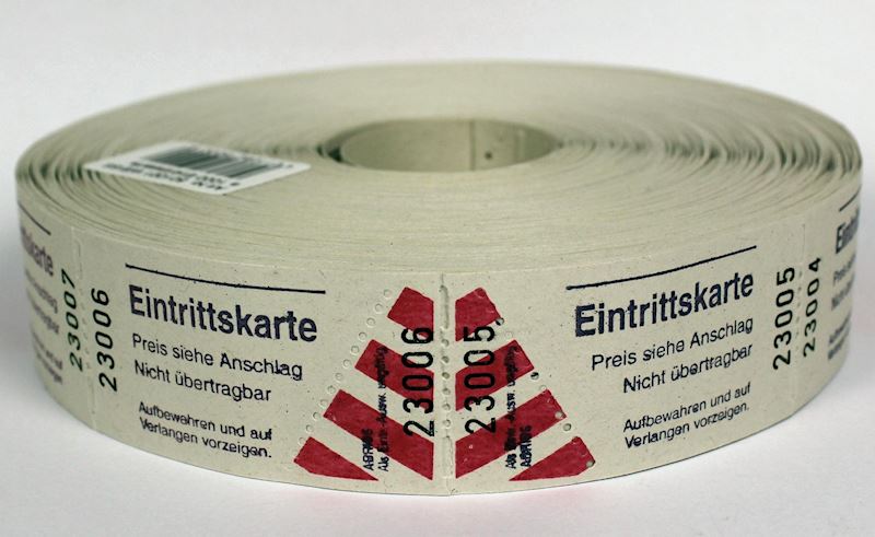 Billets d'entrée sur roulette 1000 pcs blanc 57x30mm