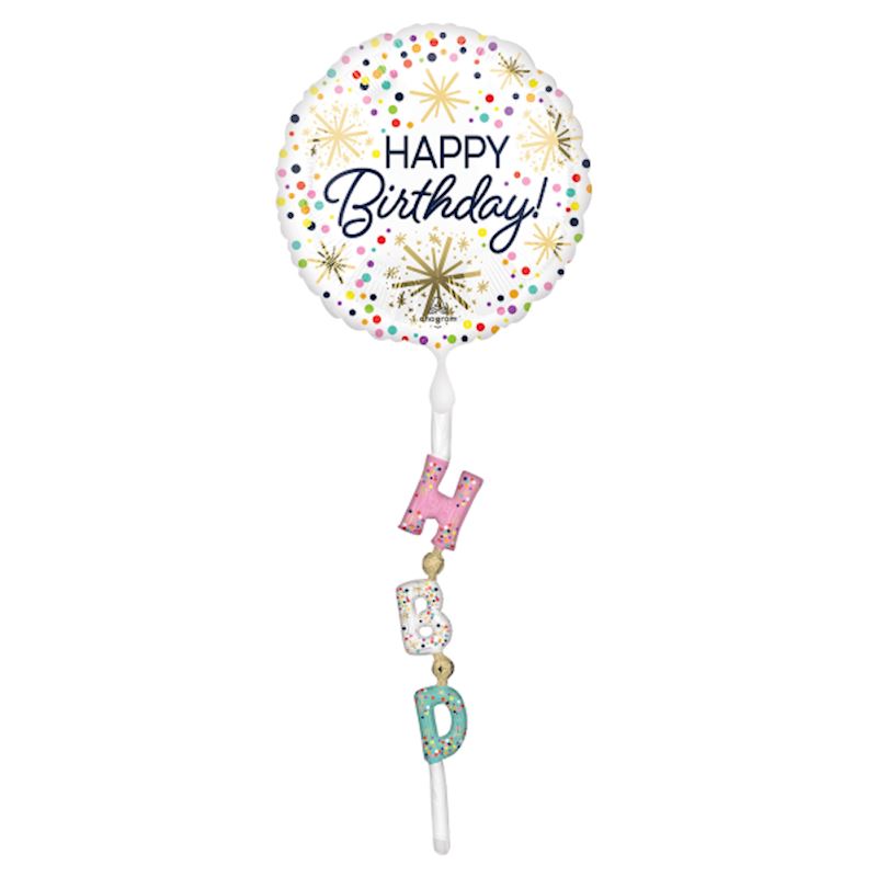 Folienballon Happy Birthday Jumbo Tail, Airwalker 175 cm