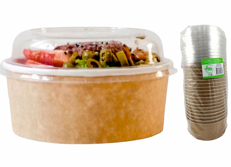Saladier 750 ml 20p 15x6 cm en carton avec couvercle