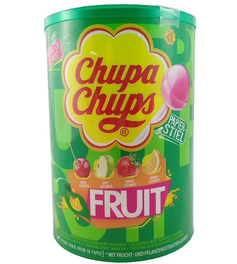 Chupa Chups Fruit 4 Aromen Lollis mit Kartonstängel