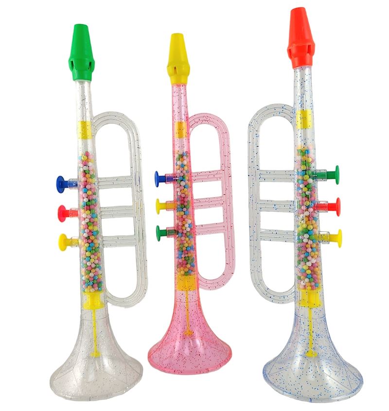Trompete mit Zuckerperlen 30 cm diverse Farben transparent