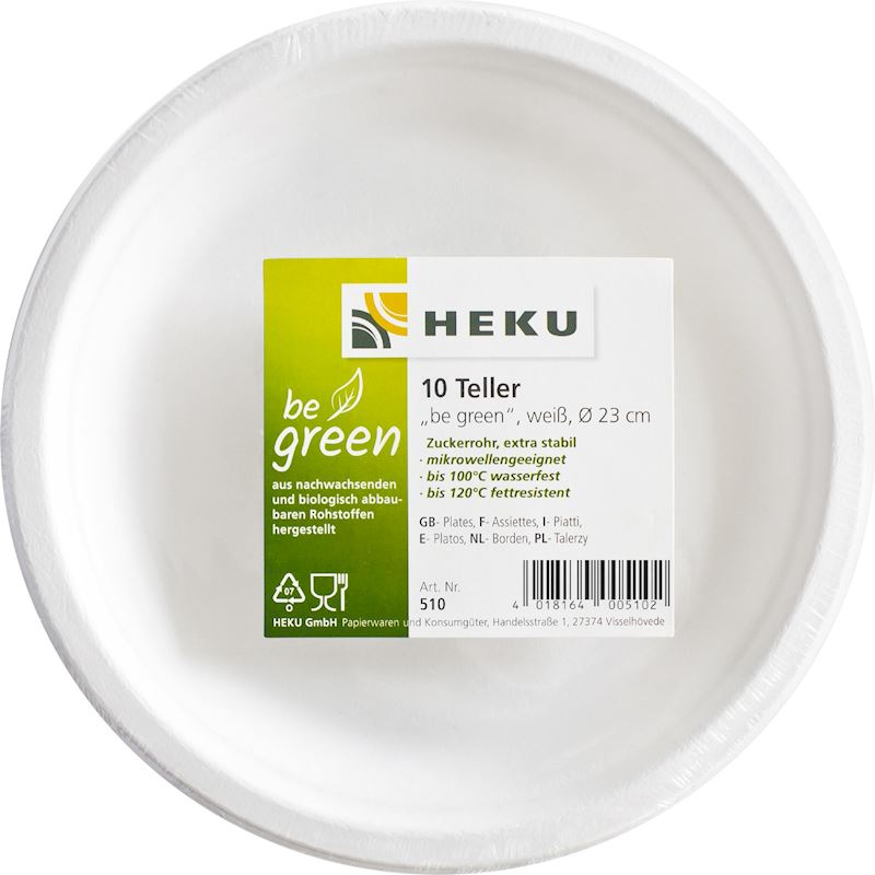 Assiettes 10 pcs be green 23 cm, très solide