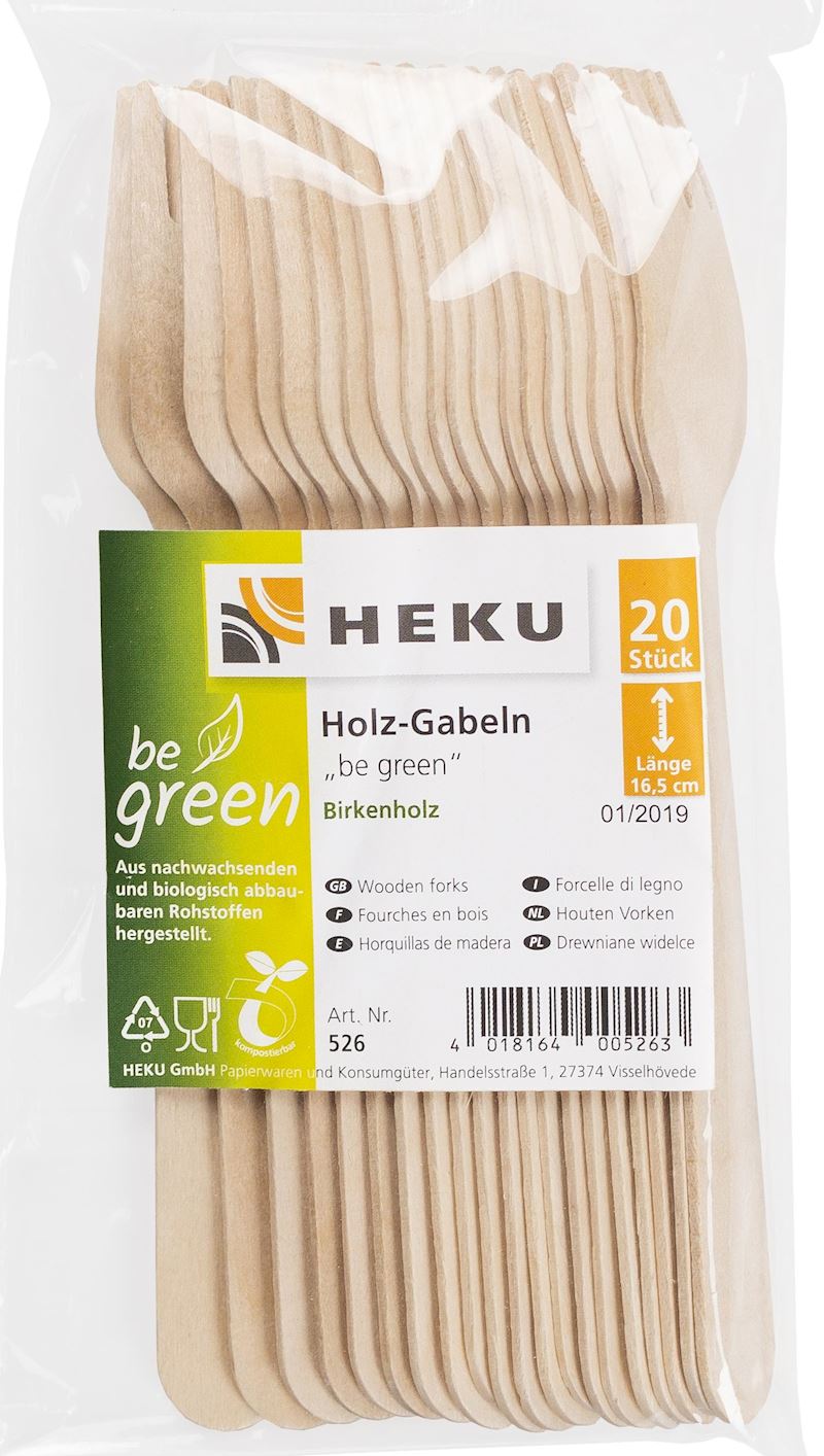 Holz-Gabel be green 20 Stk. 16.5 cm Birkenholz