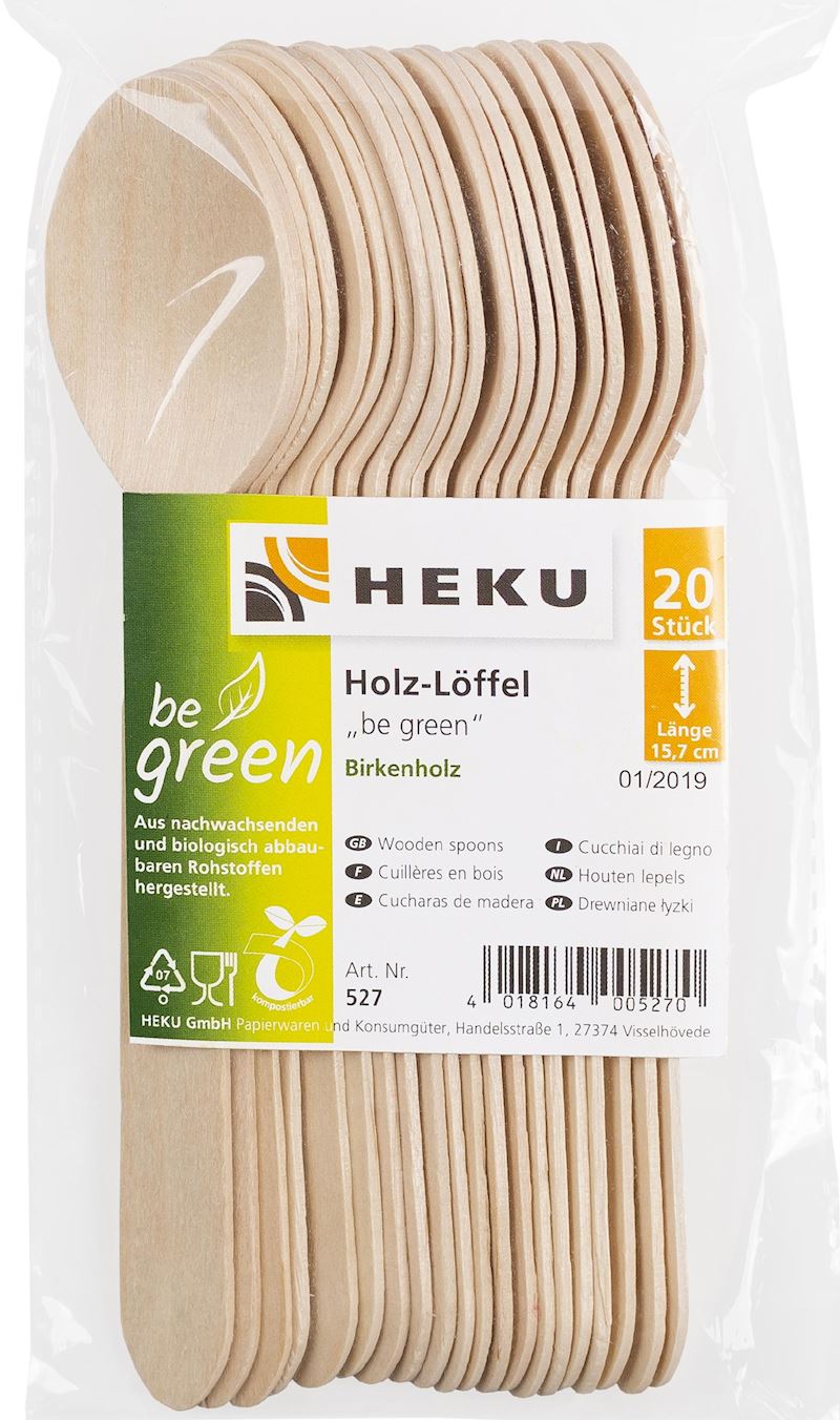 Holz-Löffel be green 20 Stk. 16.5 cm Birkenholz