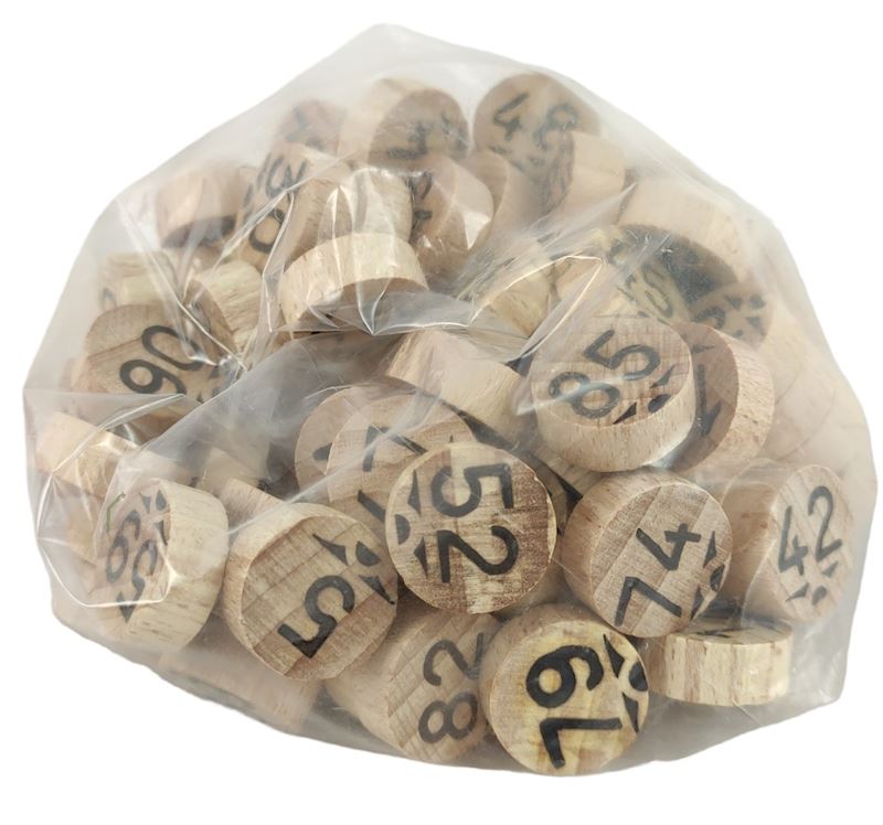 Lotto Zieh-Nummern Holzimitat 90 Stk.