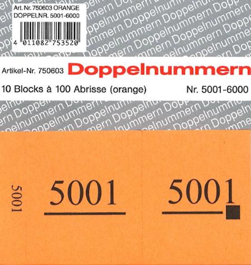 Doppelnummern Serie 5001-6000 orange 120x60mm