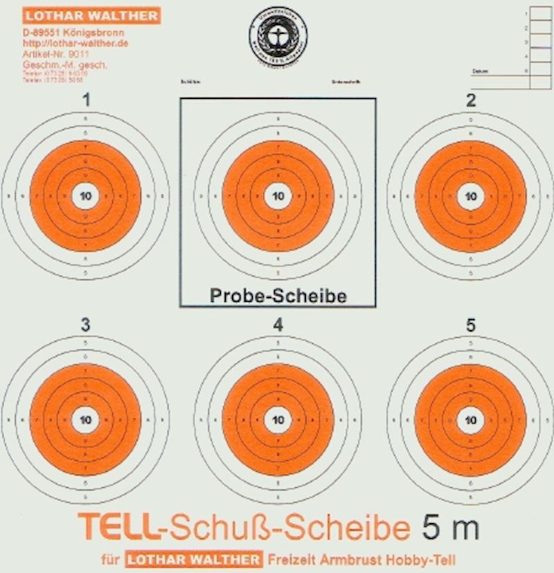 Satz Tell-Schuss-Scheiben 5 m (à 100 Stück) für Hobby-Tell