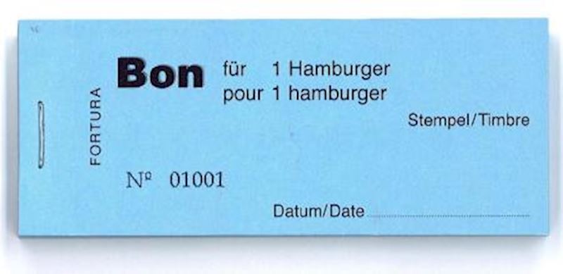 Bonblöckli mit 100 Bons für 1 Hamburger