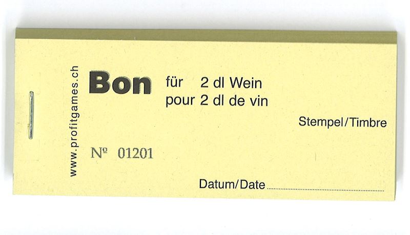 Bonblöckli mit 100 Bons für 2 dl Wein